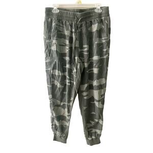 Splendid Jogger Pant Women's L Green Camouflage Drawstring Slash Pockets Hi-Rise